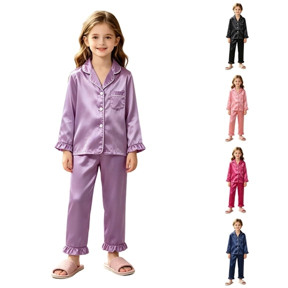 XIYON Toddler Girl Clothes Long Sleeve Sleepwear Kids Top And Pants 2 Piece Outfit Set Soft Autumn Loungewear 7-8 Years