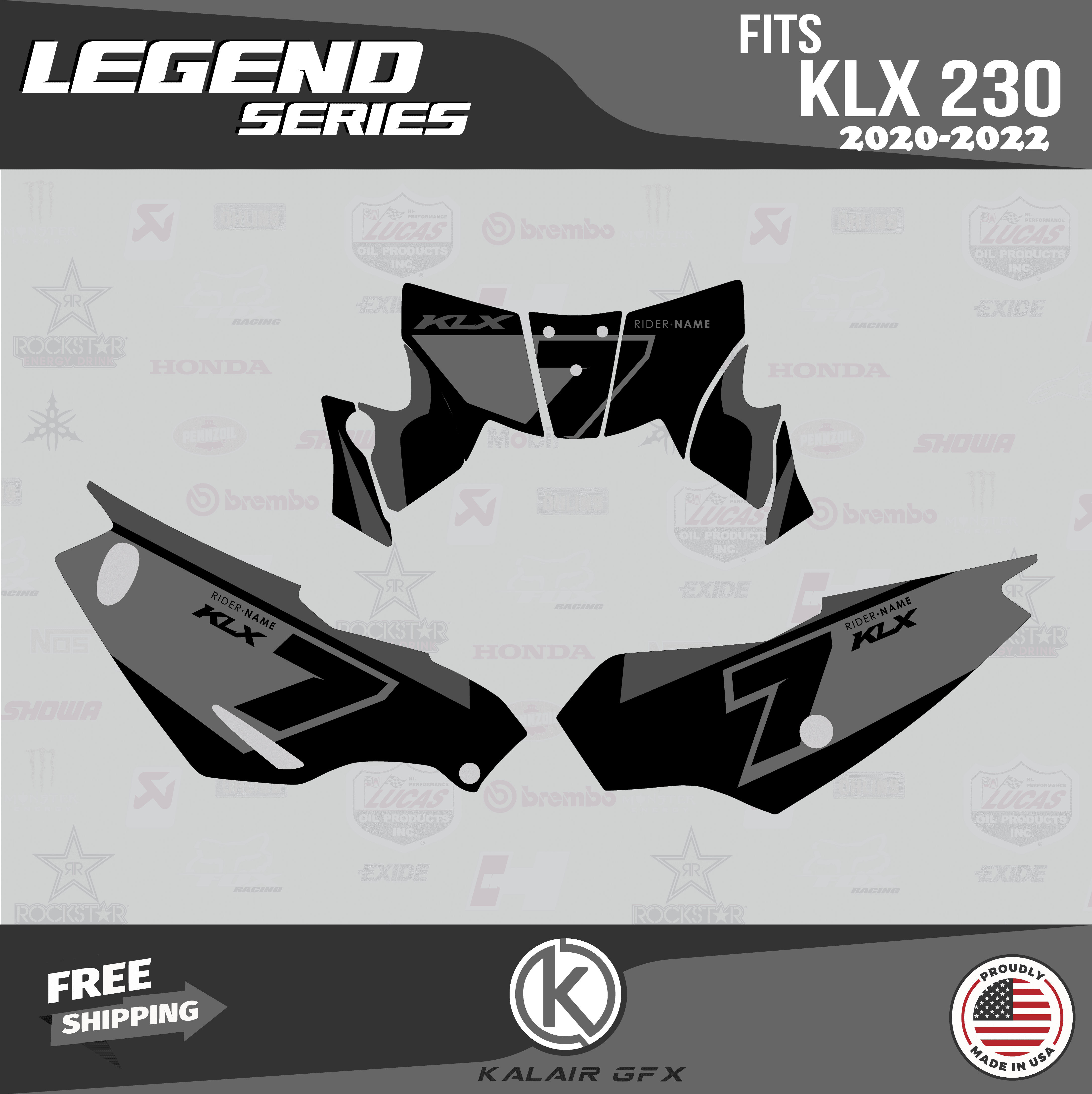 Kalair GFX Graphics Kit for Kawasaki KLX230R (2020-2024