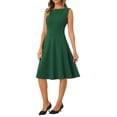 thumbnail image 4 of INSPIRE CHIC Women's Sleeveless Sheath Dress Costume Boat Neck Casual Office Dresses M Dark Green, 4 of 6