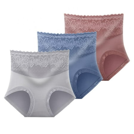 

Xmarks Women s Lace Briefs Floral Underwear Modal High Waist Tummy Control Full Coverage Ladies Butt Lifting Panties(3-Packs)