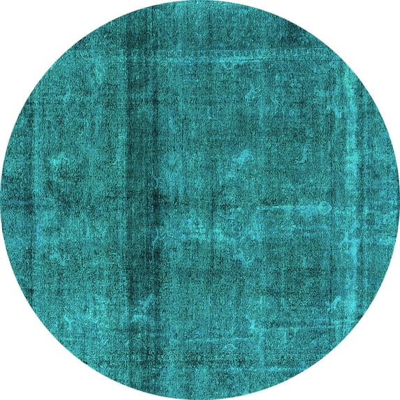 Ahgly Company Indoor Round Persian Turquoise Blue Bohemian Area Rugs, 3' Round
