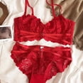 thumbnail image 1 of Conjunto de sujetador de encaje ultrafino, transpirable y sexy para mujer, push-up, cómodo, de pecho grande y pequeño, 1 of 6
