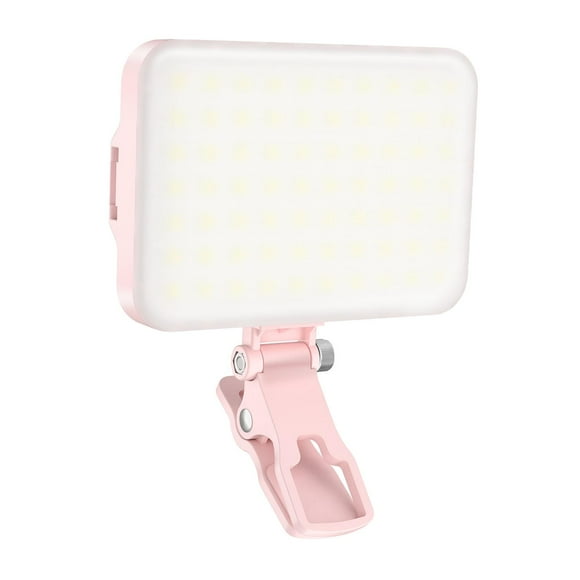 Luz de Selfie con Clip para vídeo, luz recargable con abrazadera para teléfono, luz portátil de 60 LED para ordenadores, portátiles, videoconferencia, rosa