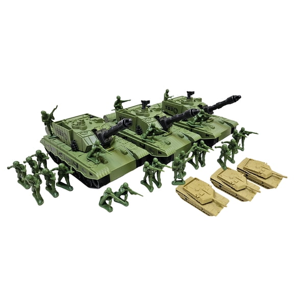 3 Large Missile Firing Tanks, 3 Small Tanks, 50 Pcs Green Army Men Playset