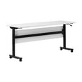 thumbnail image 2 of BizChair Commercial Grade 60" x 24" Heavy-Duty Nesting Flip Training Table with T-Legs, Modesty Panel, 1" Thick White Tabletop, and Black Steel Frame, 2 of 17