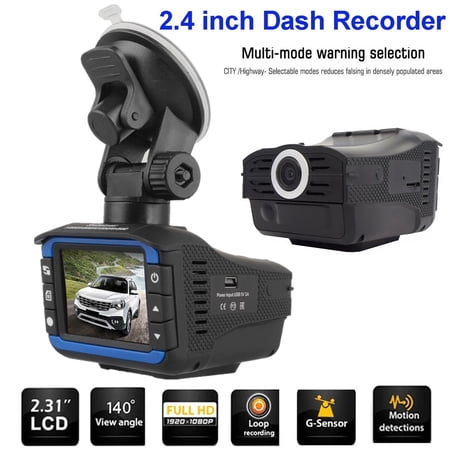 2-in-1 Radar Laser Detector & Dash Cam for Cars, 720P HD Car DVR Recorder with Night Vision, 140° Wide Angle, G-Sensor Loop Recording, Speed Radar Alert, 2.0" LCD Dashboard Camera for Vehicle S
