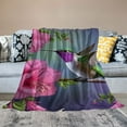 thumbnail image 2 of ARISTURING Bird and Floral Blankets Hummingbird with Pink Flowers Leaves Throw Blankets Cozy Flannel Super Soft Premium Lightweight Fluffy Sofa Office Plush Blanket for Girls Women, 2 of 6