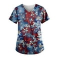 thumbnail image 1 of DTBPRQ American Flag Scrubs Tops for Women American Flag Short Sleeve Patriotic Shirts USA 4Th of July Medical Scrubs V Neck Casual Holiday Scrub Tops, 1 of 3