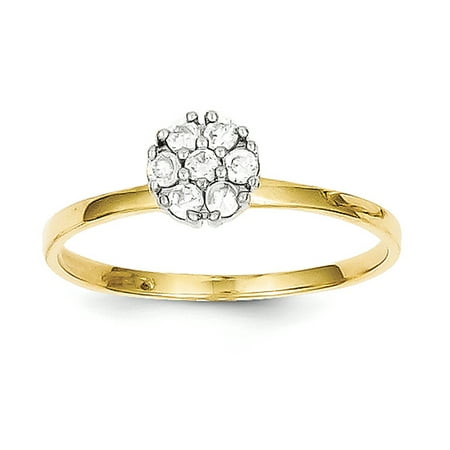- 10k Yellow Gold CZ Cluster Promise Ring
