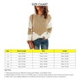 thumbnail image 4 of Mujeres de punto superior cuello redondo mangas caídas hombro empalme de color suéter de punto casual para primavera otoño invierno caqui L, 4 of 5