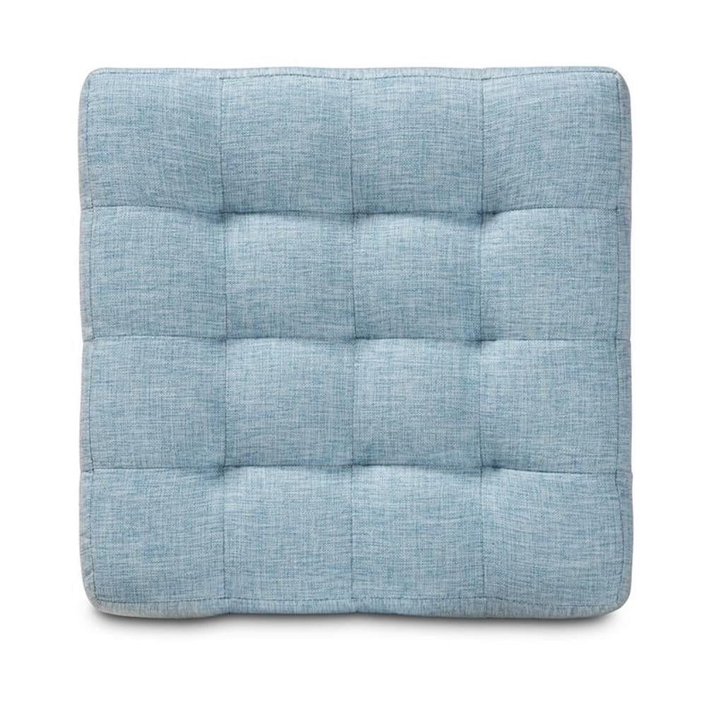 Baxton Studio Elladio Modern and Contemporary Light Blue Fabric Upholstered Tufted Cube Ottoman Set