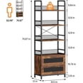 thumbnail image 2 of GAOMON 4-Tier Bookshelf with Drawers, Industrial Display Standing Shelf Units,Storage Shelf with Protective Rails, for Living Room, Home Office,Bedroom,Brown, 2 of 7