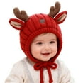 thumbnail image 5 of Toddler Christmas Santa Hat Winter Knitted Hat With Cute Ear & Warm Lined - Thick Soft Yarn Cap,Warm Thermal for Cold Weather,Stylish Headwear for Outdoor Activities,Size:0-24 Months, 5 of 5