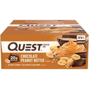 Quest Protein Bar, Chocolate Peanut Butter Flavored, 20g Protein, Gluten Free, 12 Count