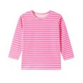 thumbnail image 2 of Kids' Crew Neck Striped Long Sleeve Top, Classic Stripe Pattern, Soft Comfort Fabric, Relaxed Fit, Little Kids Daily Basic Outfit 1‑9 Years, Striped Top Pink 6-7 Years, 2 of 6