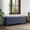 thumbnail image 5 of LEDREM Storage Ottoman Bench, 43" End of Bed Bench with Removable Cover, 660lb Capacity, for Living Room, Bedroom, Light Denim Blue, 5 of 9