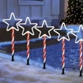 thumbnail image 5 of Christmas Star Pathway Lights Outdoor, 5PCS Solar Waterproof Star Stakes Light, 8 Modes Christmas Stake Lights for Yard Garden Sideway Walkway, 5 of 7