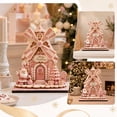 thumbnail image 7 of syligr Wooden Christmas House Ornament, Gingerbread Windmill House Christmas Tabletop Decoration for Mantel Shelf, Holiday Home Decor for Office, Party Gift, 6Inch, Pink, 7 of 7