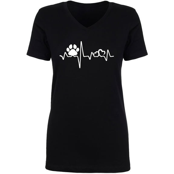 Paw Heartbeat Womens V-Neck T-Shirt