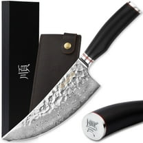 YOUSUNLONG Meat Cleaver Butcher Knife 8 Inch - Japanese Hammered Damascus Steel Kitchen Knives