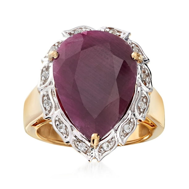 Ross-Simons - Ross-Simons 9.75 Carat Pear-Shaped Ruby and .10 ct. t.w ...
