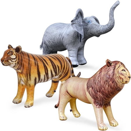 Jet Creations Safari 3 Pack Lion Tiger Elephant Inflatable Air Stuffed Plush Animal Great for Pool  Party Decoration Toys and Gifts  Size 36 to 40 inch price history on PriceWatchPro