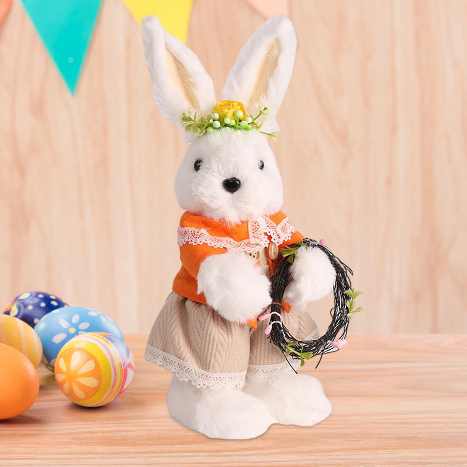 FVDPWYE Easter Bunny Stuffed Animal Toy Children Present Decorative 10inch Tall Ornament Girl Rabbit