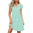 thumbnail image 4 of Levmjia Women's Gingham Dress Summer Sleeveless V Neck Casual Shift Dress with Pockets Cute A Line above Knee Length Dress for Women Daily Vacation Beach Sundress, 4 of 6
