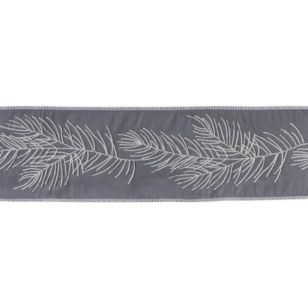 Melrose Pine Branch Christmas Wired Craft Ribbon - 4" x 5 Yards - Gray and White