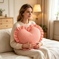thumbnail image 2 of Heart-Shaped Gingham Throw Pillow, for Bed, Sofa, Office and Trips, 2 of 9
