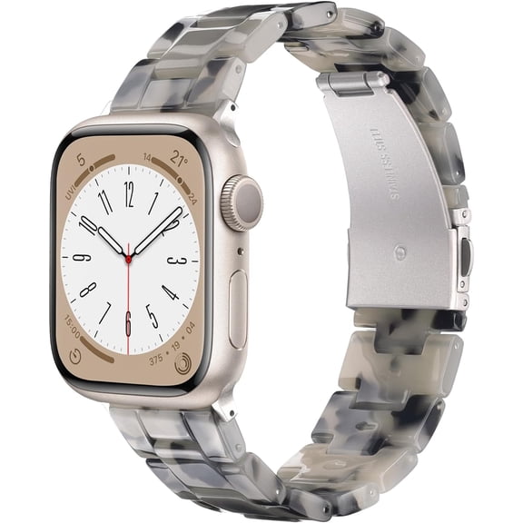 EIKODO-Resin Bands Compatible with Apple Watch 40/41/42mm Series 10/9/8/7 Lightweight Fashion Strap Bracelet with Starlight Buckle for iWatch Band Series SE/6/5/4/3/2/1(Ink White,38mm/40mm/41mm/42mm)