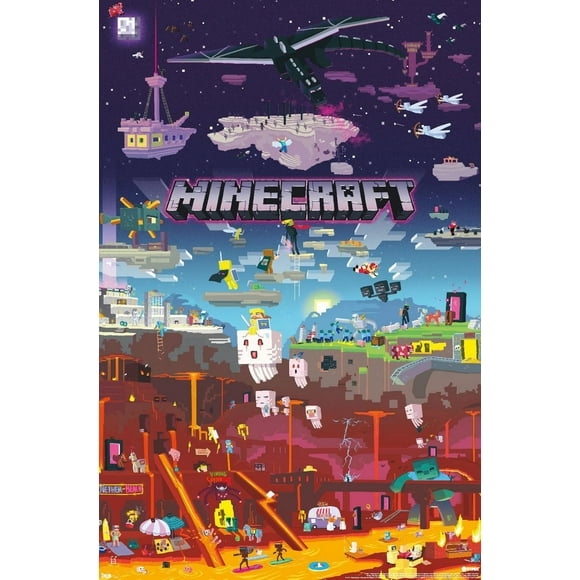 Minecraft - World Beyond Wall Poster, 22.375" x 34", Wall Poster
