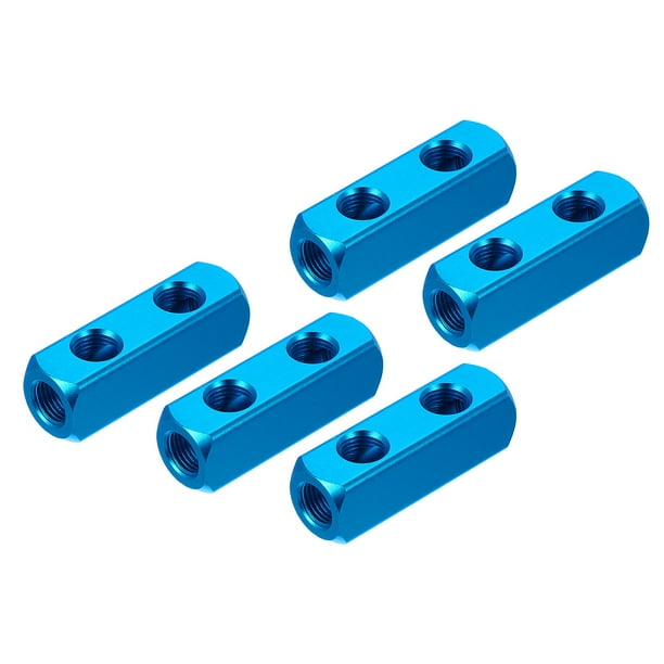 Bloque divisor de aire en línea de aluminio Uxcell, accesorio de distribución de compresor de aire neumático de 2 vías y 5 puertos