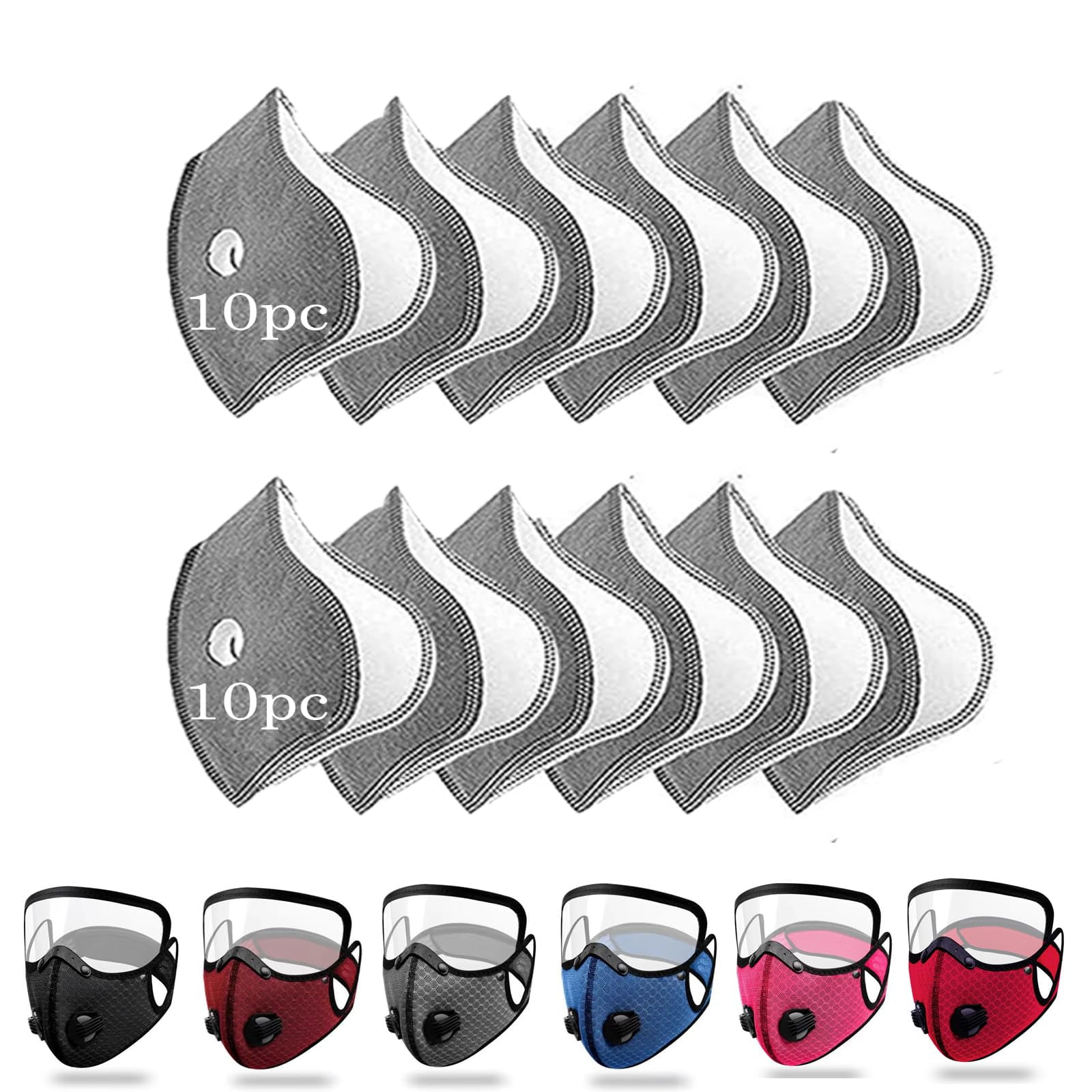 Reusable Carbon Filter Dust Mask – Anti-Sun, 5-Layer Filter | face protection mask with Adjustable Goggles, Windproof Face Covering Mask for Motorcycle Riding,Cycling, Outdoor Work Travel
