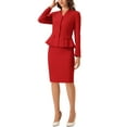 thumbnail image 5 of INSPIRE CHIC Women's Suit Sets Business Outfits Collarless Peplum Blazer Formal Pencil Skirt Suit 2 Piece Set M Red, 5 of 7