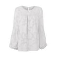 thumbnail image 6 of EFINNY Women's Long Lantern Sleeve Blouse Crewneck Lace Tops Floral Textured Spring Autumn Casual Babydoll Shirts, 6 of 7