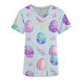 thumbnail image 4 of LSLJS Blouse T-shirt d'Infirmière de Pâques pour Femmes à Imprimé Oeuf et Lapin, Uniforme de Travail à Manches Courtes, Col en V, avec Poches, 4 of 5