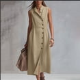 thumbnail image 4 of Shihyeh Linen Dresses for Women 2026 Casual Maxi Dress Lightweight Sleeveless Button Down Dresses V Neck Summer Beach Dresses, 4 of 6