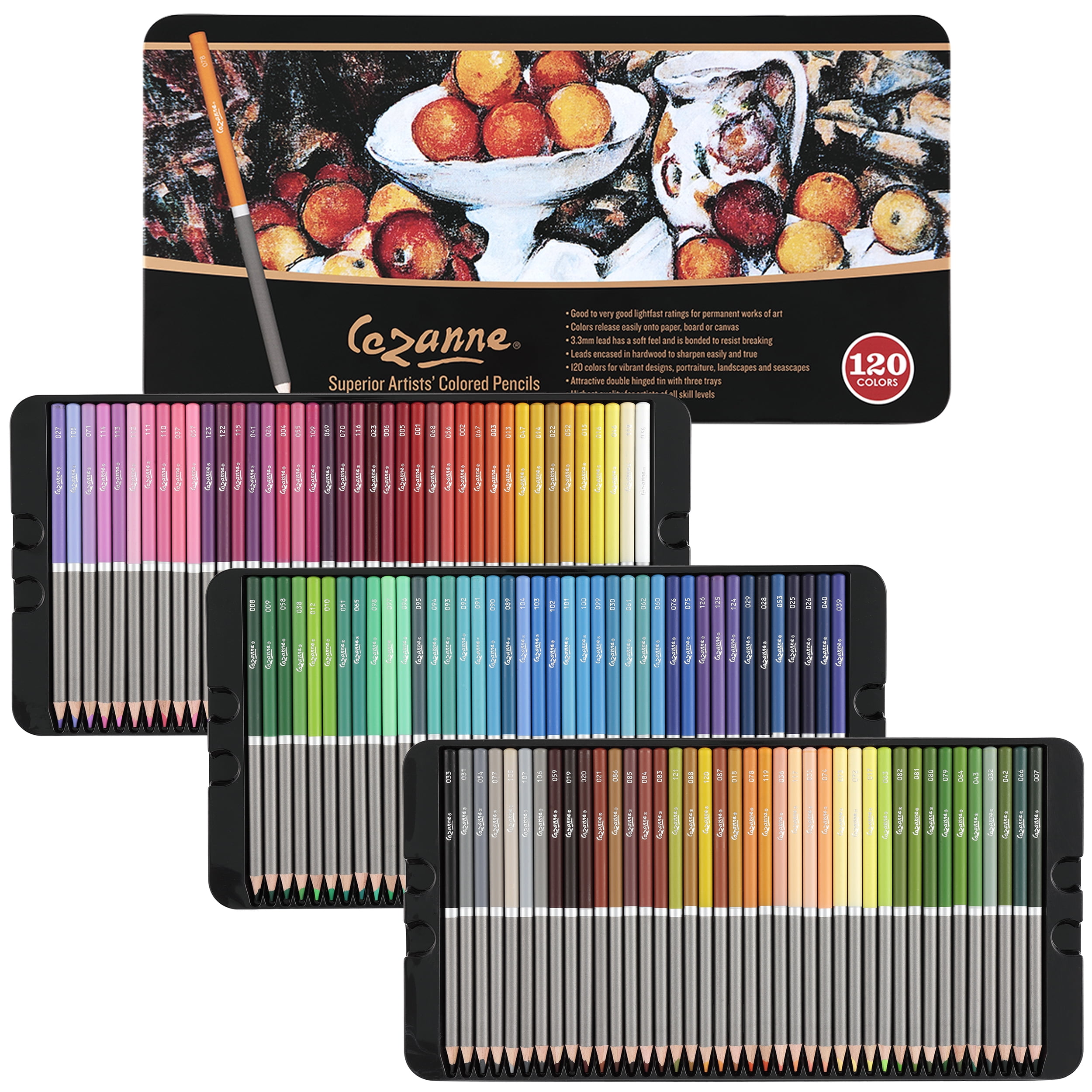 Cezanne Premium Colored Pencil Set - Soft Wax Core Colored Pencils for Drawing, Blending, Coloring, Professional Artists & More! - 120-Count