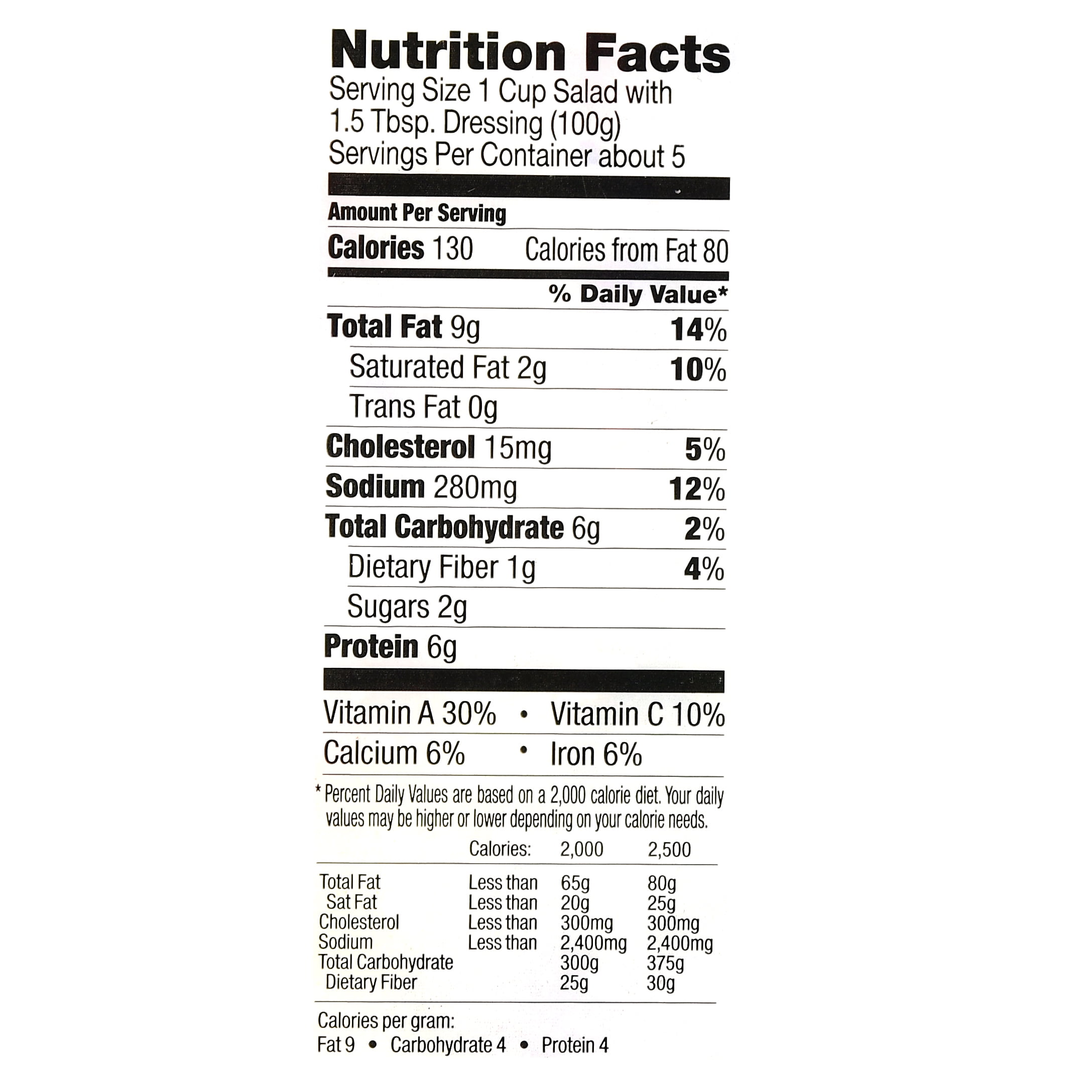 Walmart Deli Nutrition Chart