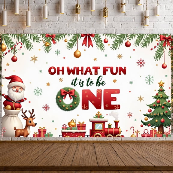 Festive Santa Banner Christmas Train Decoration Holiday Prop for Kids Party Celebration Winter Theme