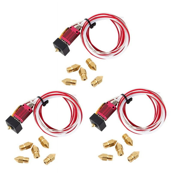 3X 3D Printer Extruder Assembled Mk8 Hot End Kit for Ender 3 Pro with Aluminum Heating Block, 1.75mm, 0.4mm Nozzle