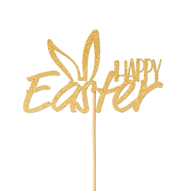 Easter Cake Decorations Gold Paper Cake Topper Pick Alphabet Letter Egg Design 1 PC