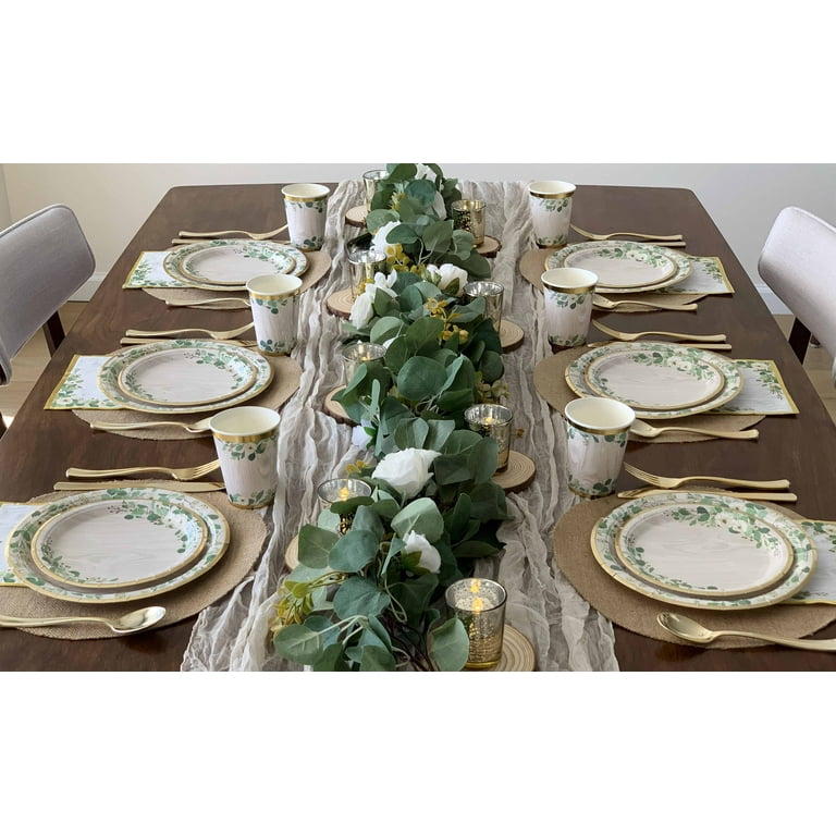 Woodland Sage Party Decorations, Supplies with Plates, Napkins