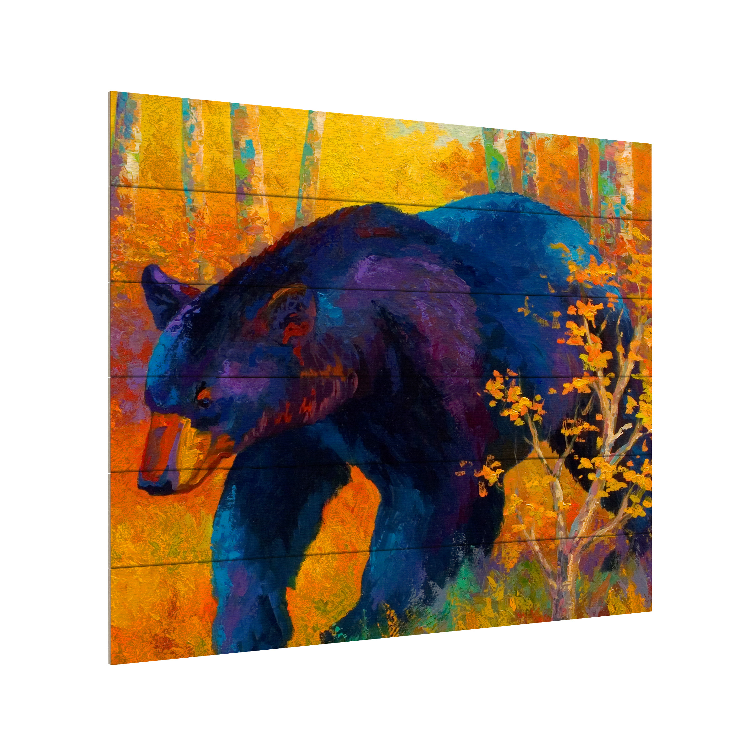 Marion Rose 'In To Spring Black Bear' Wood Slat Art