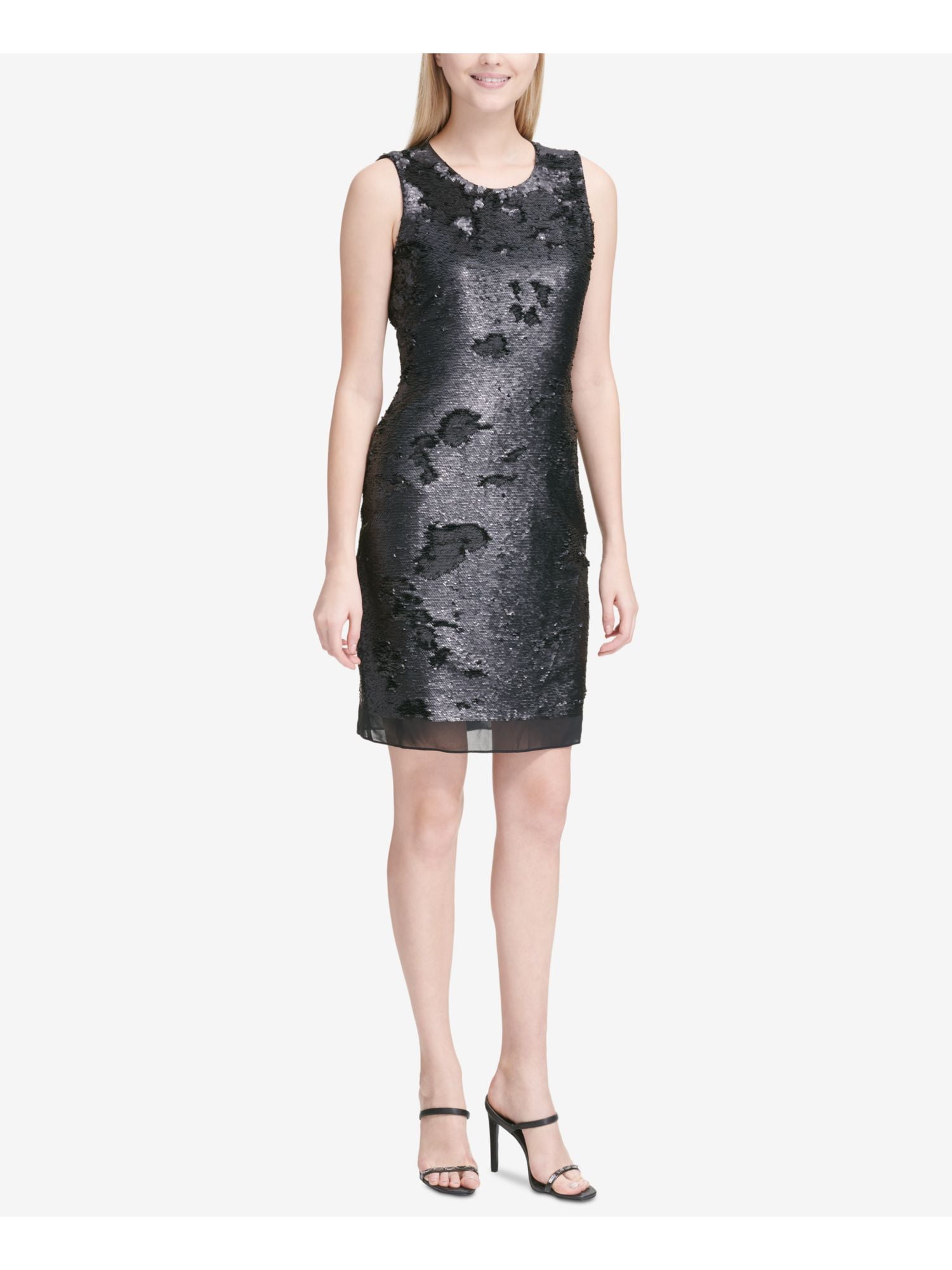 calvin klein black sequin gown