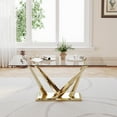 thumbnail image 2 of 5-Piece Dining Table Set, 63" Rectangular Clear Tempered Glass Table with Unique Stainless Steel Base, 4 Velvet Upholstered Chairs, Dining Table Set for Kitchen, Office, 2 of 9