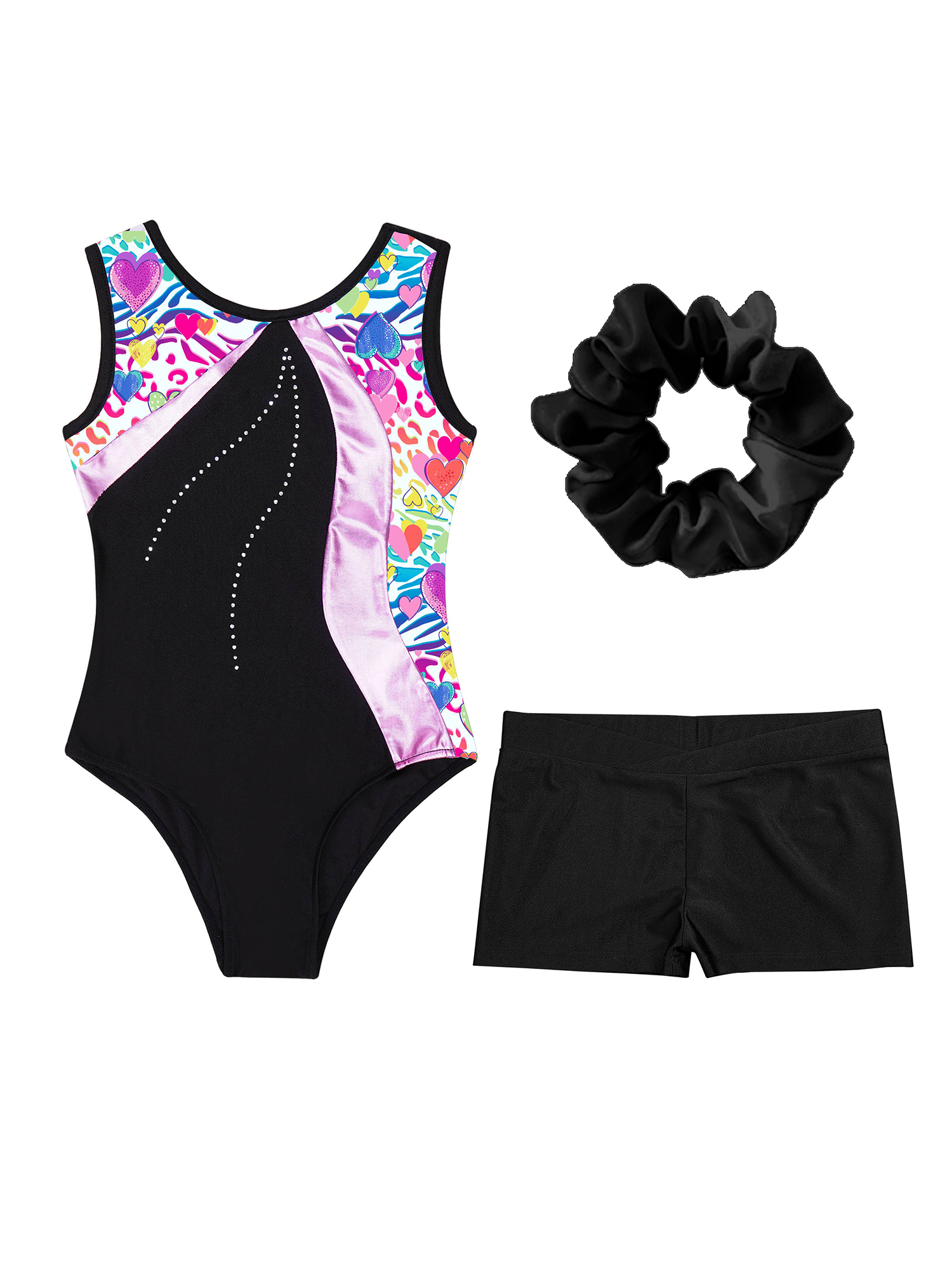 Eandarui Kids Girls Sleeveless Gymnastics Leotard with Shorts Hair Band ...