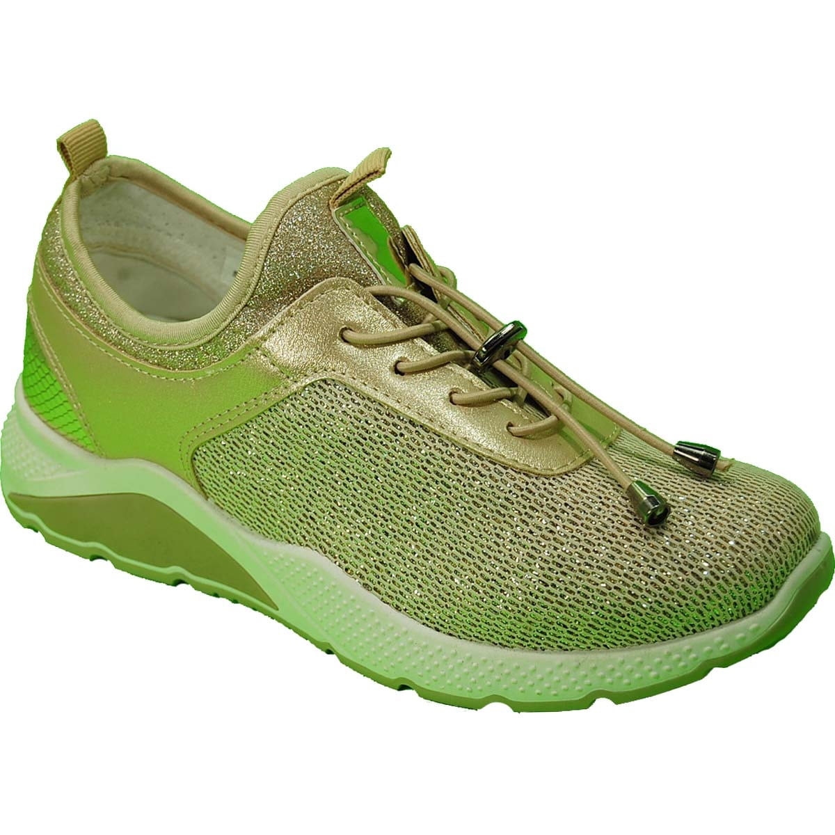 Krazy Shoe Artists Republic Women's Lightweight, Gold Elastic Laces