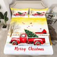 thumbnail image 2 of Homewish Merry Christmas Bed Sheets,Green Xmas Tree King Sheets,Red Farmhouse Truck Sheet Set For Gitls Kids,Microfiber Bedroom Decor,4-Piece, 2 of 7